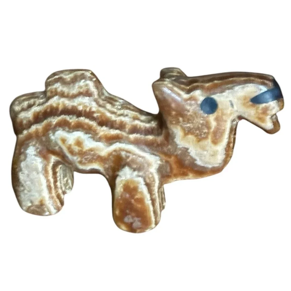 Moroccan Onyx Carved Stone Camel Figurine Folk Art Sculpture Aragonite Dromedary